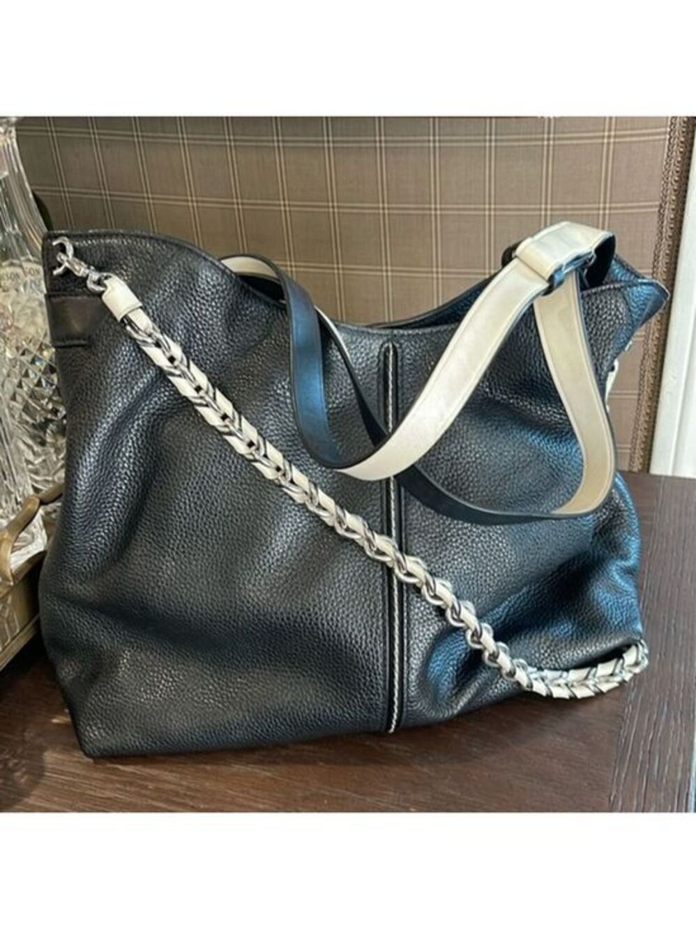 Michael Kors, black, leather, slouchy, convertible, tote, medium